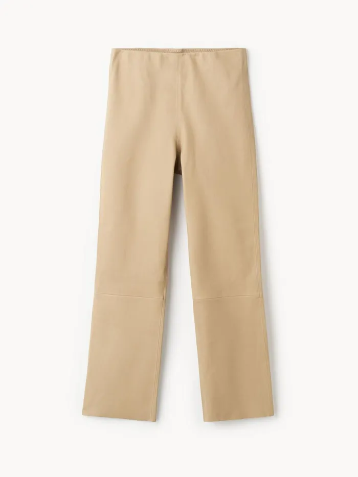 Florentina Leather Trousers Sand Beige Women By Malene Birger Trousers