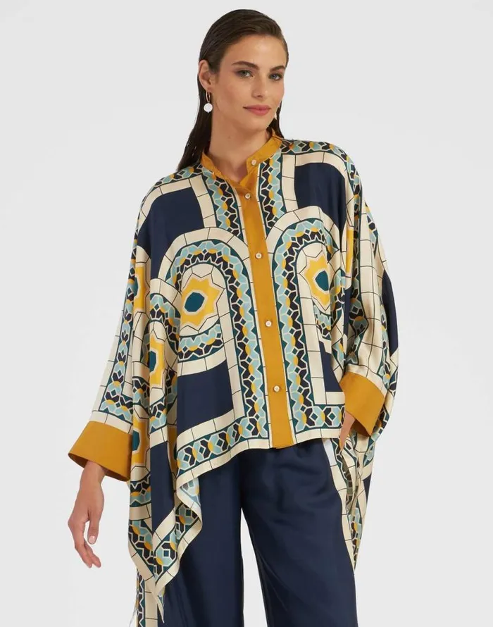 Foulard Shirt Mudejar Place Blue Women La Double J Shirts and Tops Foulard Shirt Mudejar Place Blue Women La Double J Shirts and Tops