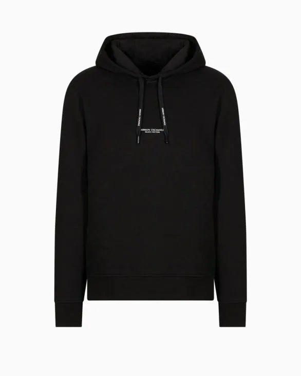 French Terry Cotton Hoodie With Logo Black Men Armani Matching Sets