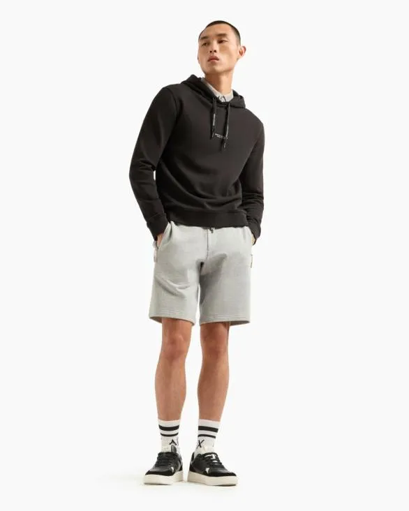 French Terry Cotton Hoodie With Logo Black Men Armani Matching Sets French Terry Cotton Hoodie With Logo Black Men Armani Matching Sets