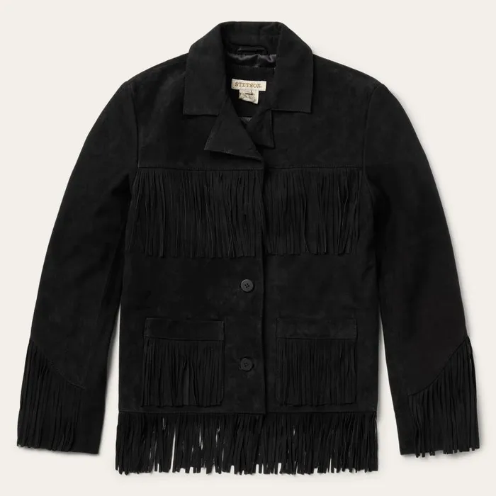 Fringe Suede Jacket Black Women Stetson Fringe Jackets