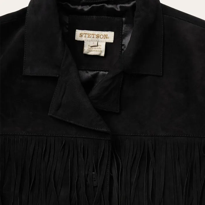 Fringe Suede Jacket Black Women Stetson Fringe Jackets