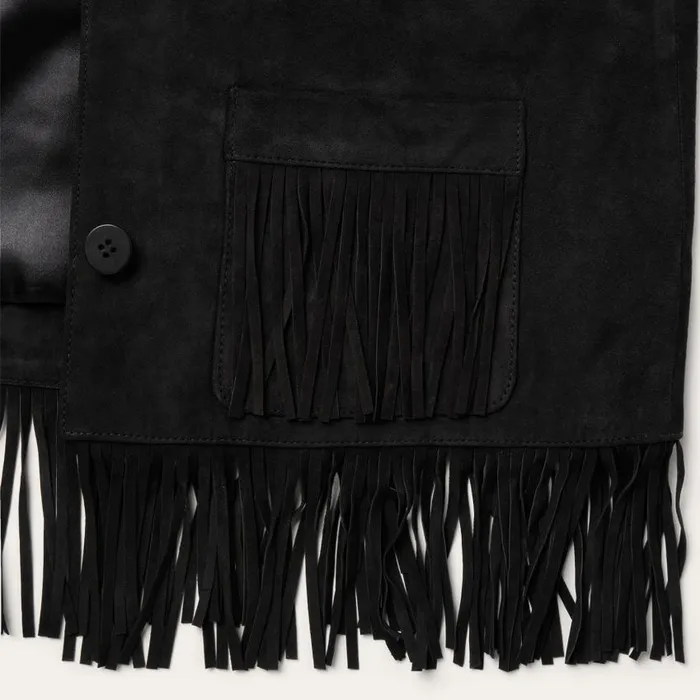 Fringe Suede Jacket Black Women Stetson Fringe Jackets