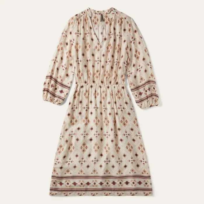 Gaucho Herringbone Dress White Women Stetson Midi