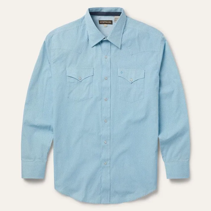 Geo Western Shirt Blue Men Stetson Classic Cut