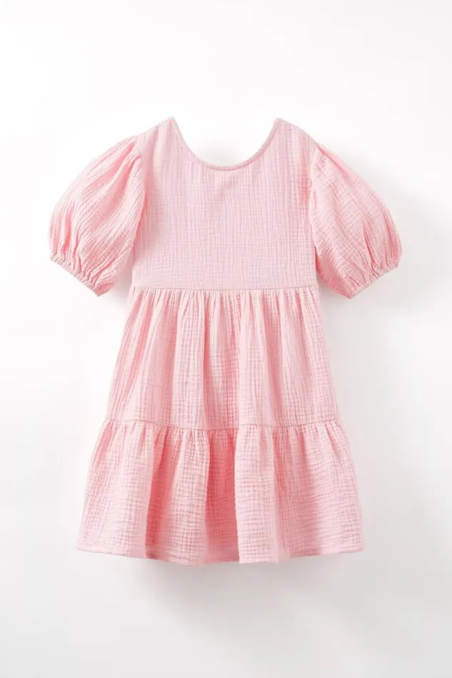 Georgia Short Sleeve Dress Blush Pink Girls Cotton On Dresses