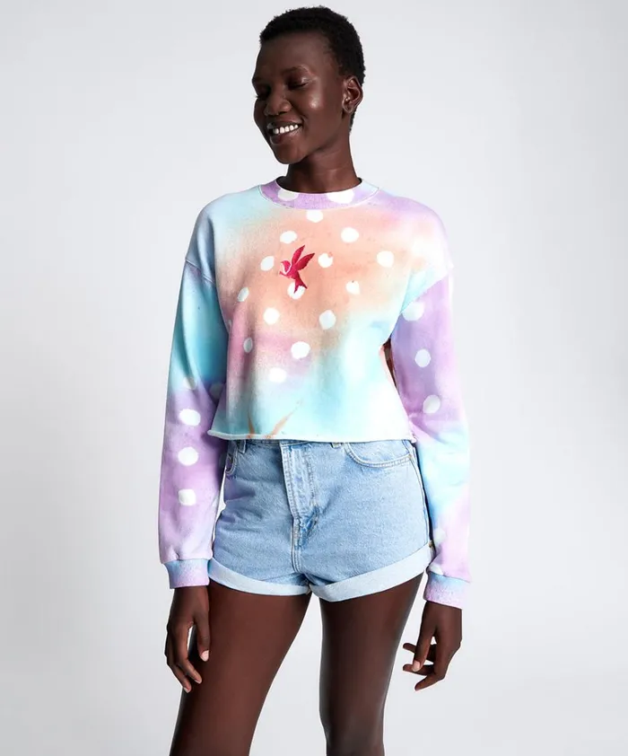 GRAFFITI TIE DYE CROPPED SWEAT Women One Teaspoon Hoodies And Sweats