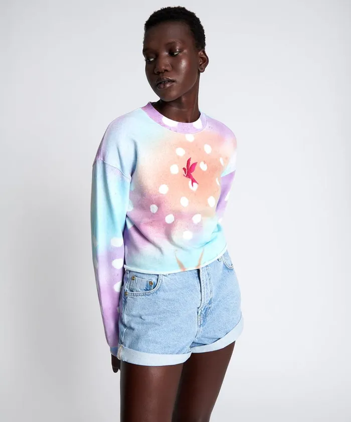 GRAFFITI TIE DYE CROPPED SWEAT Women One Teaspoon Hoodies And Sweats GRAFFITI TIE DYE CROPPED SWEAT Women One Teaspoon Hoodies And Sweats