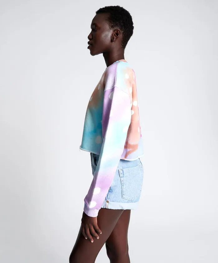 GRAFFITI TIE DYE CROPPED SWEAT Women One Teaspoon Hoodies And Sweats GRAFFITI TIE DYE CROPPED SWEAT Women One Teaspoon Hoodies And Sweats