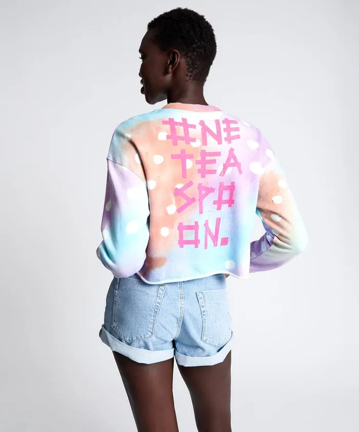 GRAFFITI TIE DYE CROPPED SWEAT Women One Teaspoon Hoodies And Sweats GRAFFITI TIE DYE CROPPED SWEAT Women One Teaspoon Hoodies And Sweats
