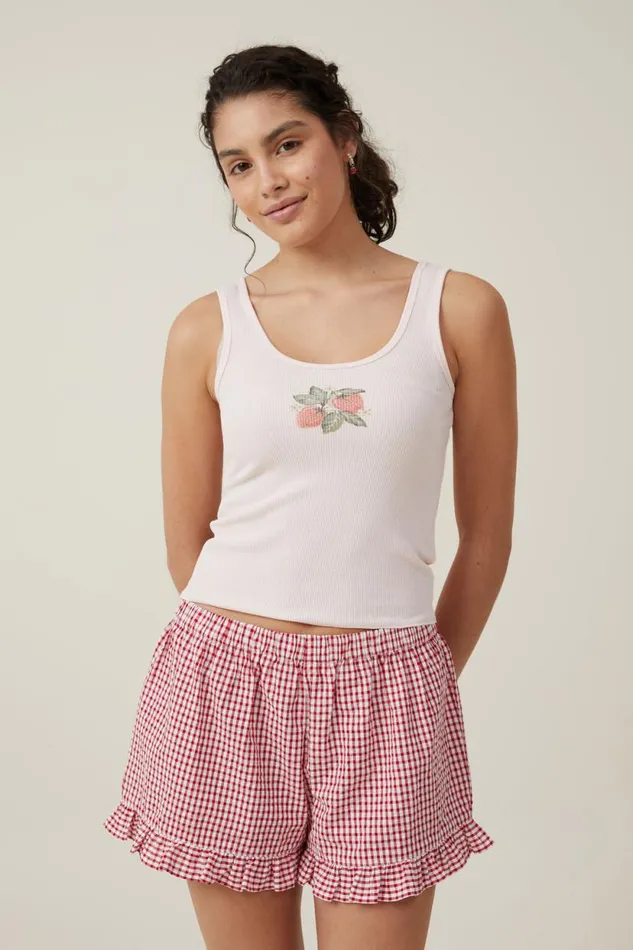 Graphic Scoop Neck Tank Strawberry Bunch Flossy Pink Women Cotton On Tops