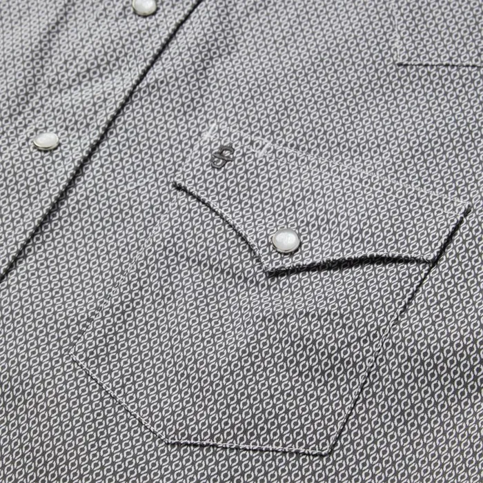 Grey Geo Print Western Shirt Grey Men Stetson Modern Cut