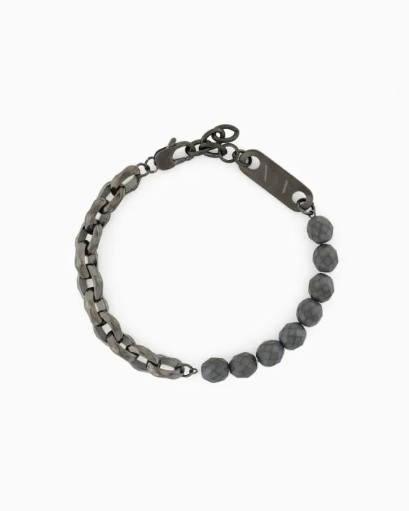 Gunmetal Hematite Chain Bracelet Multicolored Men Armani Jewelry