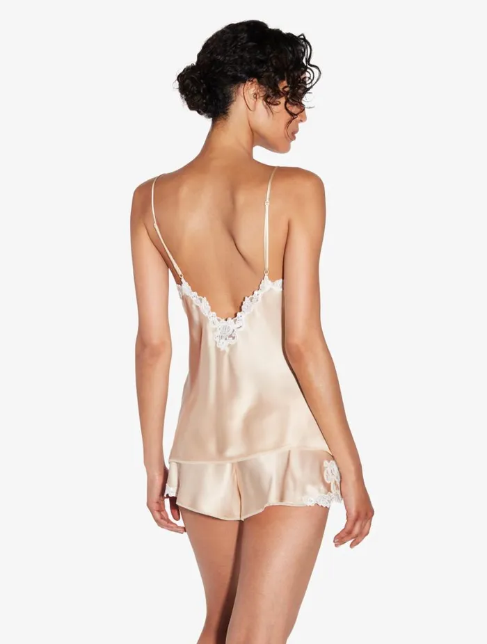 Halo Silk Satin Camisole With Frastaglio Sleepwear La Perla Camisoles