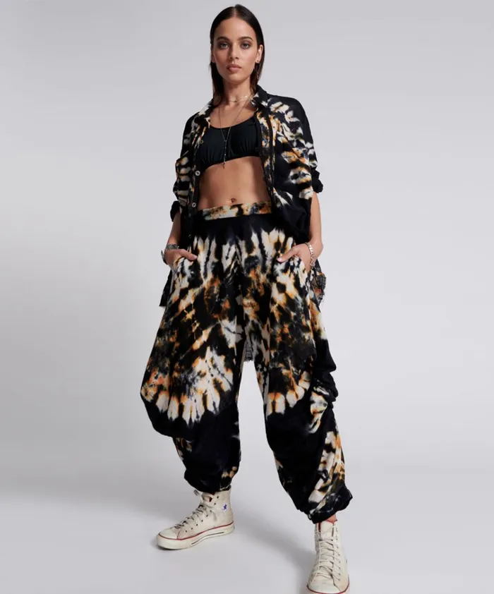 HAND PRINTED STORM FLOWER PANTS Women One Teaspoon Bottoms