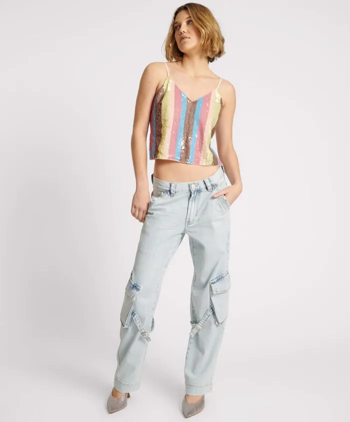 HAND SEQUIN IBIZA LUXE PARTY CAMI TOP Women One Teaspoon Tops HAND SEQUIN IBIZA LUXE PARTY CAMI TOP Women One Teaspoon Tops