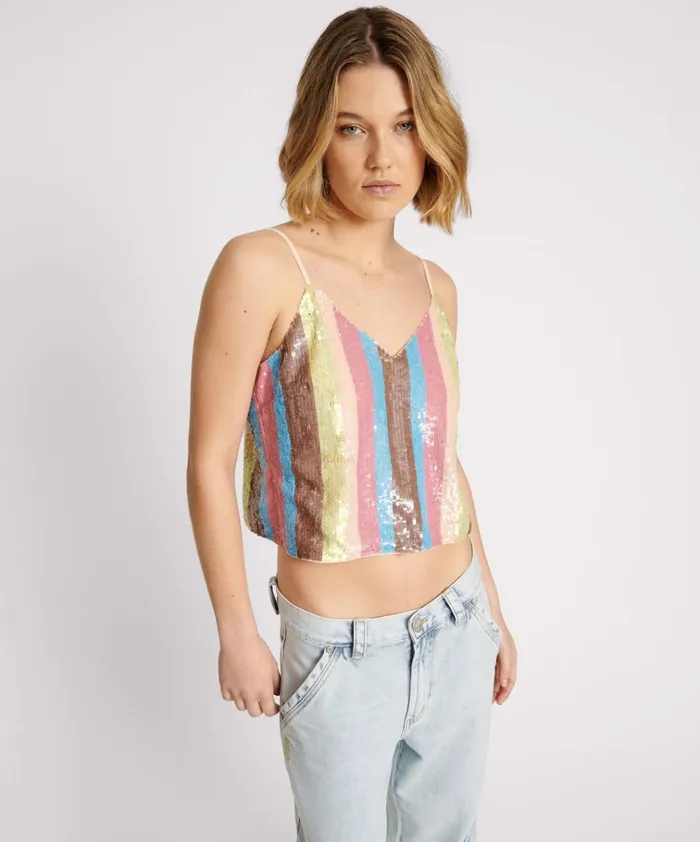 HAND SEQUIN IBIZA LUXE PARTY CAMI TOP Women One Teaspoon Tops HAND SEQUIN IBIZA LUXE PARTY CAMI TOP Women One Teaspoon Tops