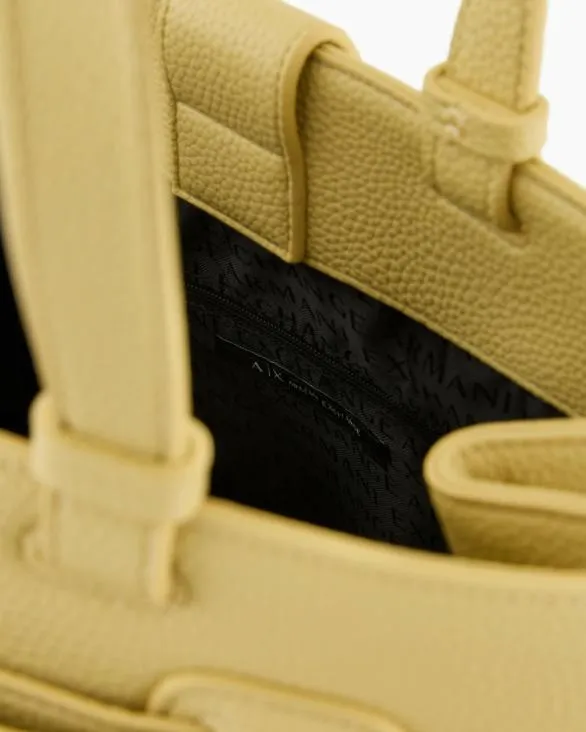Handbag With ASV Logo Detail Yellow Women Armani Shoppers Handbag With ASV Logo Detail Yellow Women Armani Shoppers