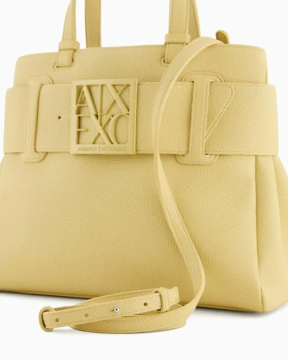 Handbag With ASV Logo Detail Yellow Women Armani Shoppers Handbag With ASV Logo Detail Yellow Women Armani Shoppers
