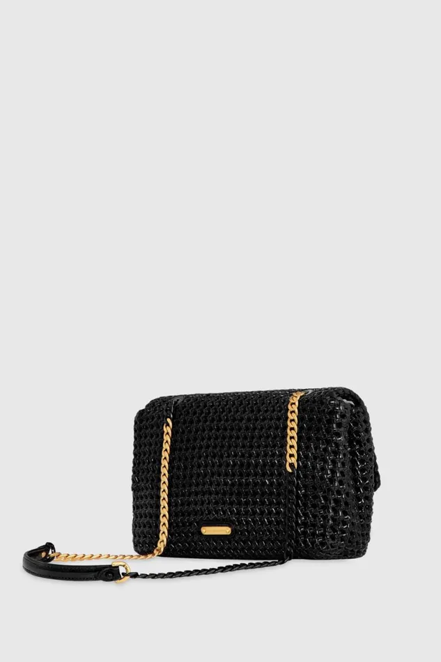 Handbags Crossbody Bags Rebecca Minkoff Edie Woven Medium Crossbody Black