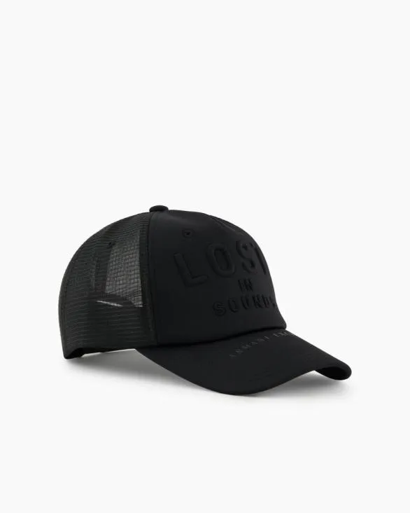 Hat With Mesh Insert Black Men Armani Hats And Gloves