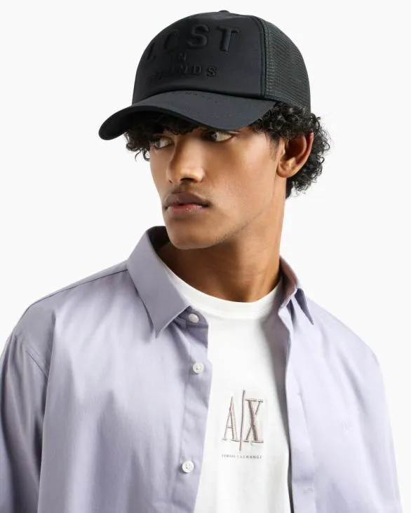 Hat With Mesh Insert Black Men Armani Hats And Gloves Hat With Mesh Insert Black Men Armani Hats And Gloves