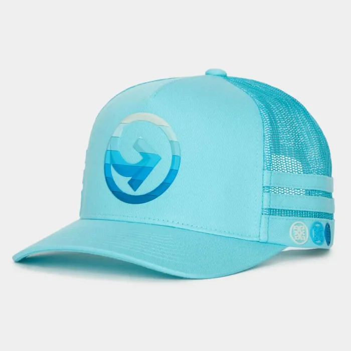 Hats MenWomen GFORE STRIPED QUARTER G INTERLOCK KNIT TRUCKER HAT Sardinia