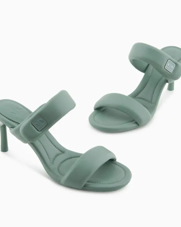 Heeled Sandals With Two Straps Green Women Armani Sandals Heeled Sandals With Two Straps Green Women Armani Sandals