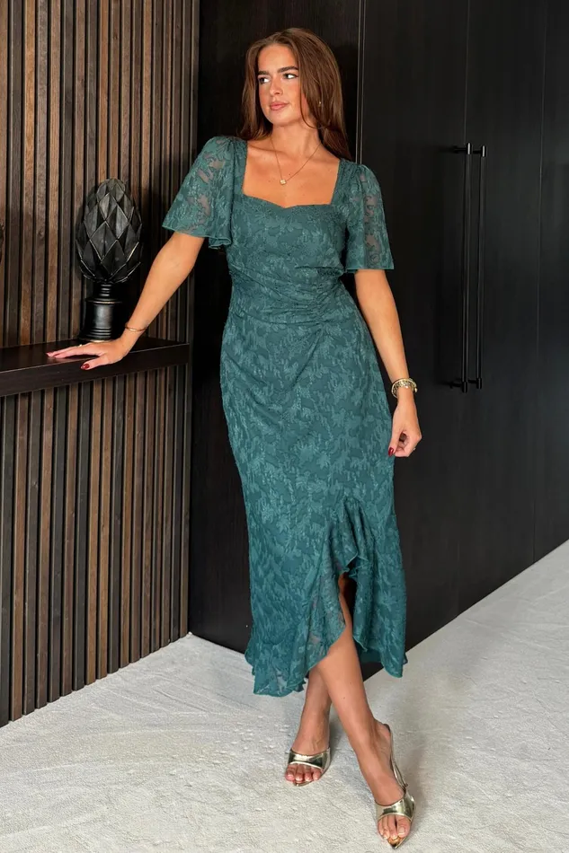 Heidi Floral Burnout Ruched Midi Dress Green Women Girl In Mind Bodycon Dresses Heidi Floral Burnout Ruched Midi Dress Green Women Girl In Mind Bodycon Dresses