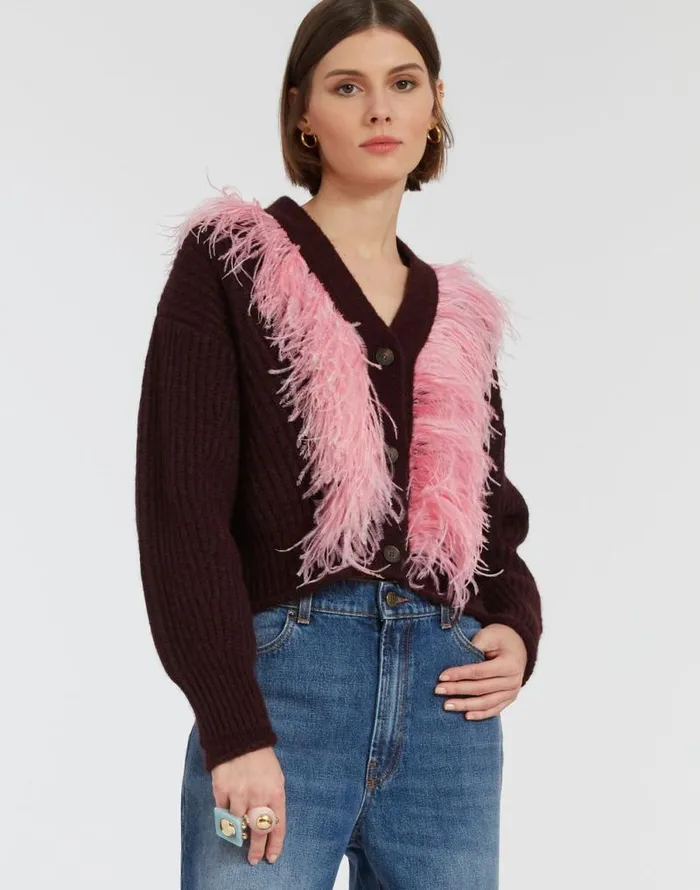 High Kick Cardigan Bordeaux Women La Double J Knitwear