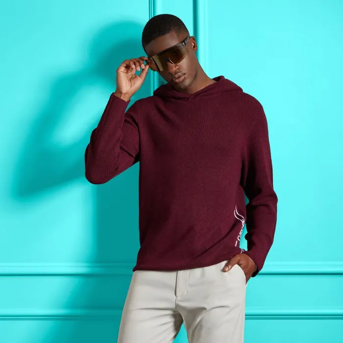 Hoodies and Tees Men GFORE WAFFLE STITCH MERINO WOOL HOODED SWEATER Rhubarb Hoodies and Tees Men GFORE WAFFLE STITCH MERINO WOOL HOODED SWEATER Rhubarb