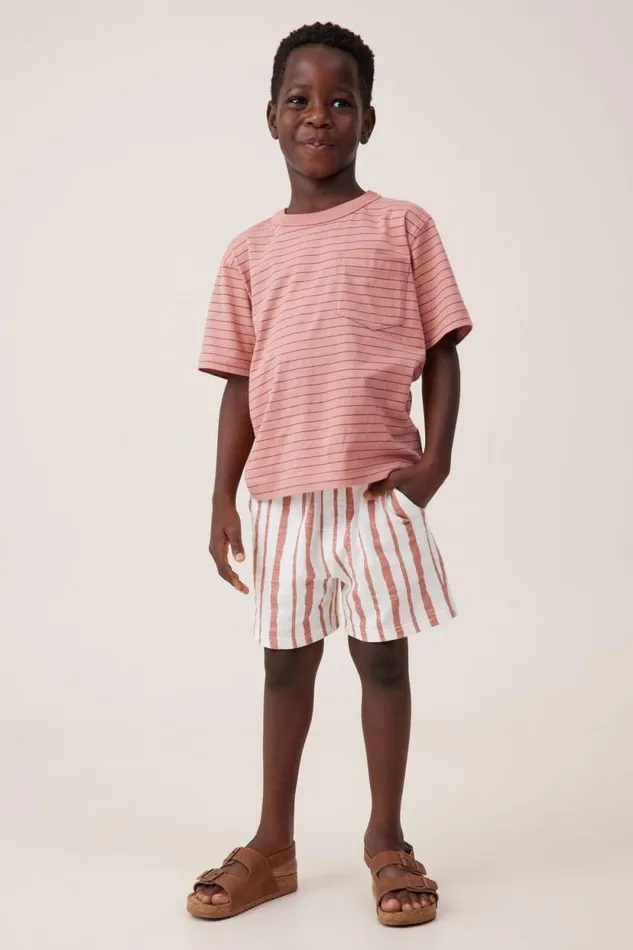 Hudson Slouch Short Vanillaclay Pigeon Stripe BoysGirls Cotton On Shorts