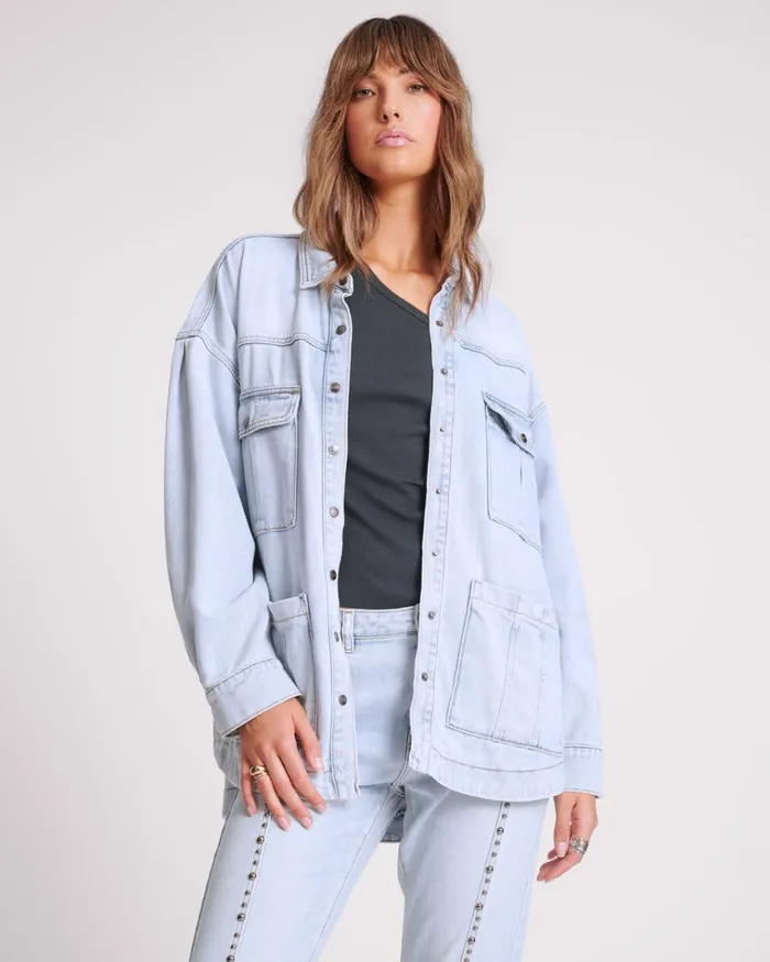 HUSTLER LONGLINE DENIM JACKET Women One Teaspoon Denim Jackets