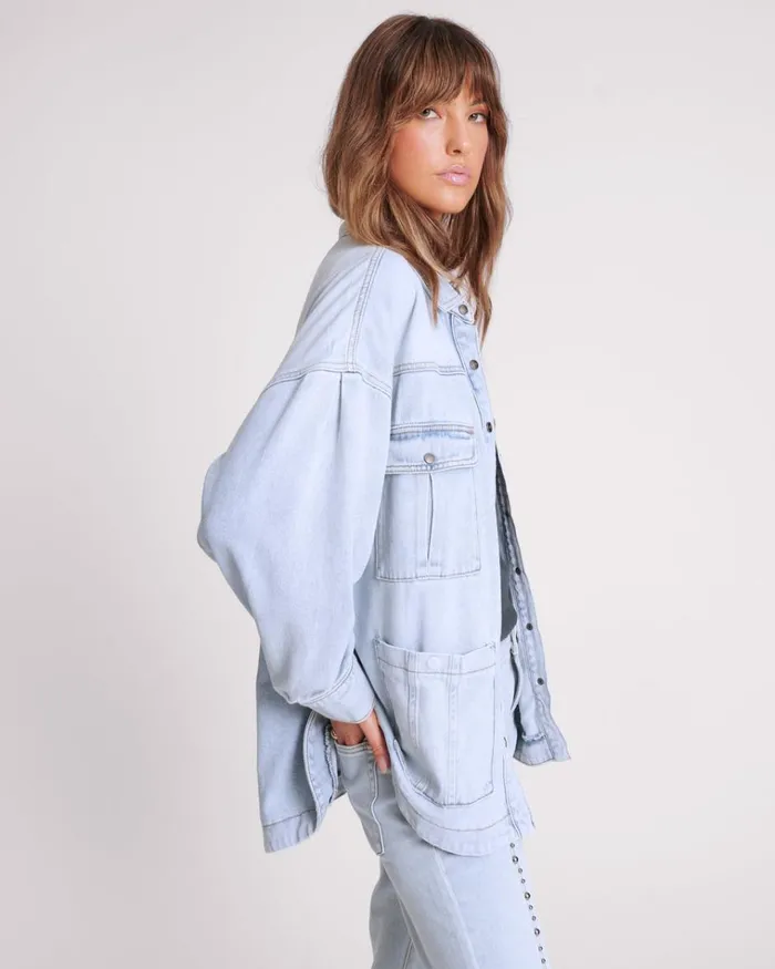 HUSTLER LONGLINE DENIM JACKET Women One Teaspoon Denim Jackets HUSTLER LONGLINE DENIM JACKET Women One Teaspoon Denim Jackets