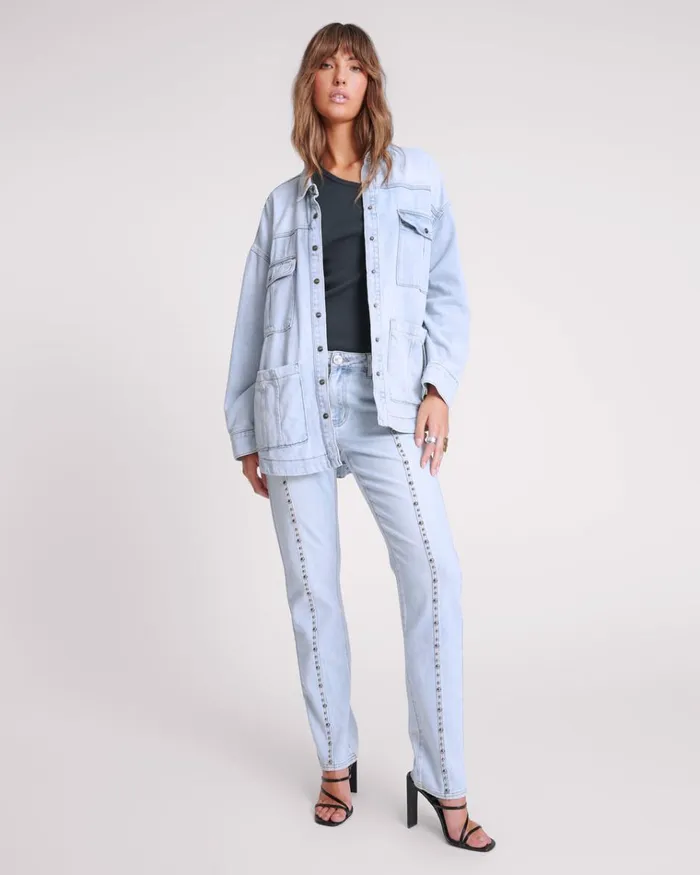 HUSTLER LONGLINE DENIM JACKET Women One Teaspoon Denim Jackets HUSTLER LONGLINE DENIM JACKET Women One Teaspoon Denim Jackets