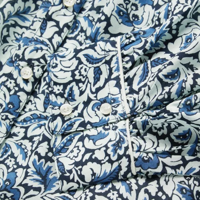 Indigo Tapestry Print Blouse Blue Women Stetson Blouses