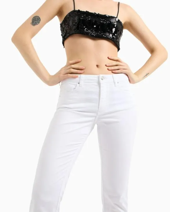 J01 Super Skinny Jeans With Chinese New Year Embroidery White Women Armani Denim J01 Super Skinny Jeans With Chinese New Year Embroidery White Women Armani Denim
