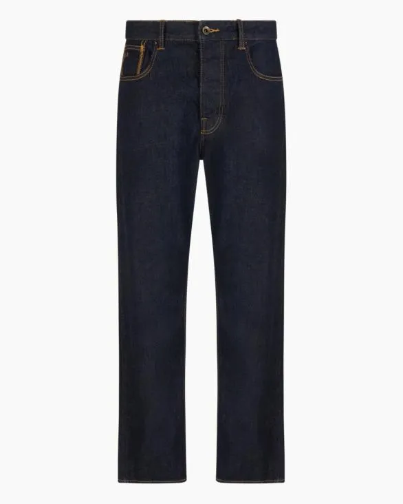 J82 Loose Tapered Jeans In Cotton Denim Blue Men Armani Denim