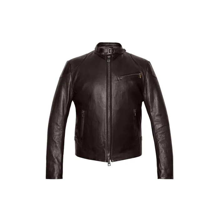 Jacket Men Moreschi Dark Brown Leather Motor Jacket