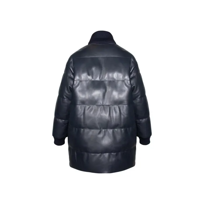 Jacket Women Moreschi Blue Leather Down Jacket