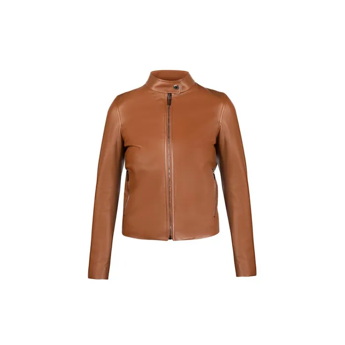 Jacket Women Moreschi Brown Leather Woman Motor Jacket