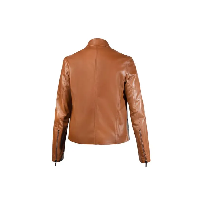 Jacket Women Moreschi Brown Leather Woman Motor Jacket