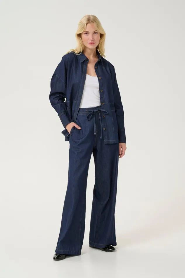 Jackets and Coats Women CULTURE CUbanjo Jacket With Bell Sleeves Blue Floral