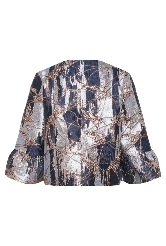 Jackets and Coats Women CULTURE CUbanjo Jacket With Bell Sleeves Blue Floral