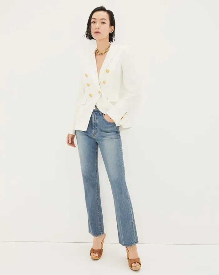 Jackets and Outerwear ShopJackets Veronica Beard Miller Linen Dickey Jacket White