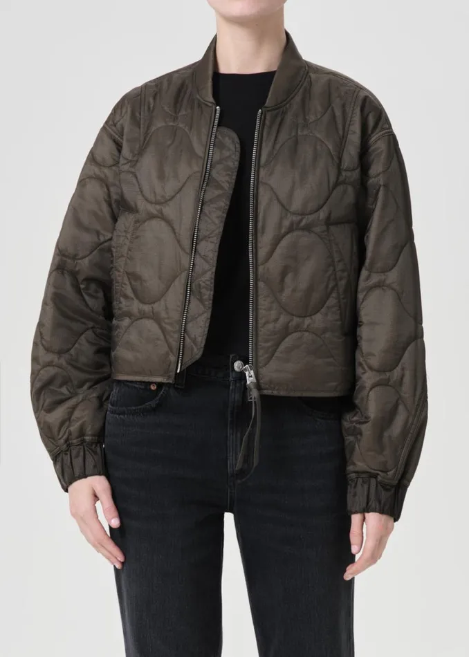 Jackets and Outerwear Women Agolde Shoreditch Ski Club X AGOLDE Iona Quilted Jacket In Olive Jackets and Outerwear Women Agolde Shoreditch Ski Club X AGOLDE Iona Quilted Jacket In Olive