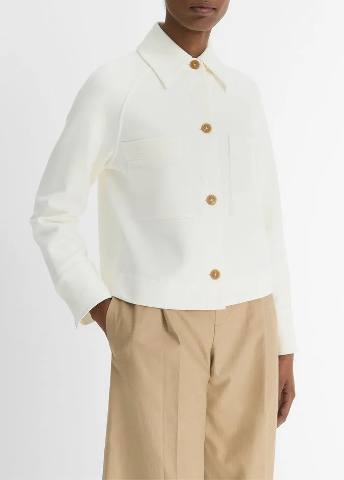 Jackets and Outerwear Women Vince CottonBlend Shirt Jacket Off White Jackets and Outerwear Women Vince CottonBlend Shirt Jacket Off White