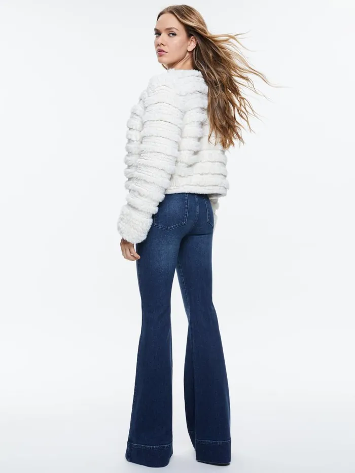 Jackets Coats Women Alice Olivia FAWN FAUX FUR TEXTURED JACKET Avocado