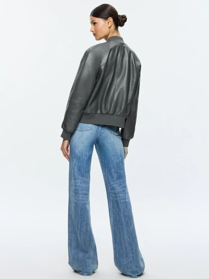 Jackets Coats Women Alice Olivia FELISA LEATHER BOMBER JACKET Black