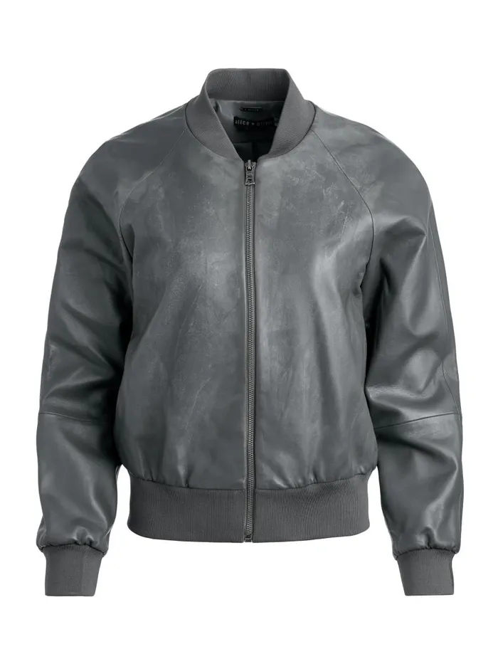 Jackets Coats Women Alice Olivia FELISA LEATHER BOMBER JACKET Black